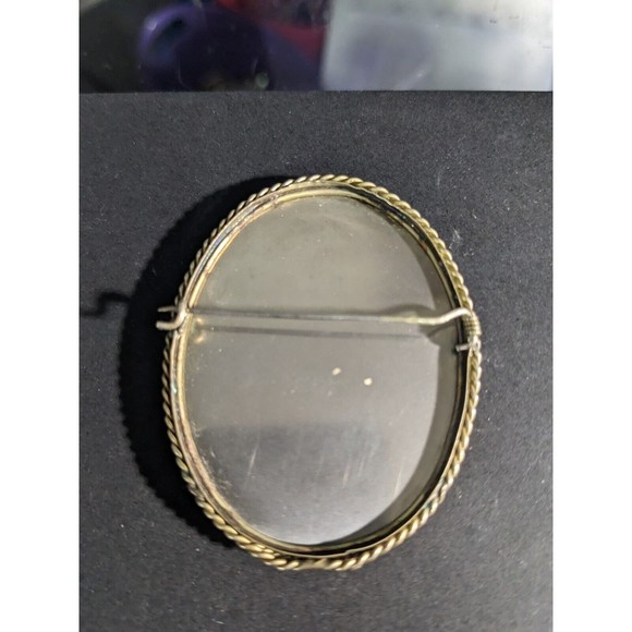 Russian Fedoskino Mother of Pearl Brooch Hand Painted Winter Landscape Signed - Picture 4 of 7